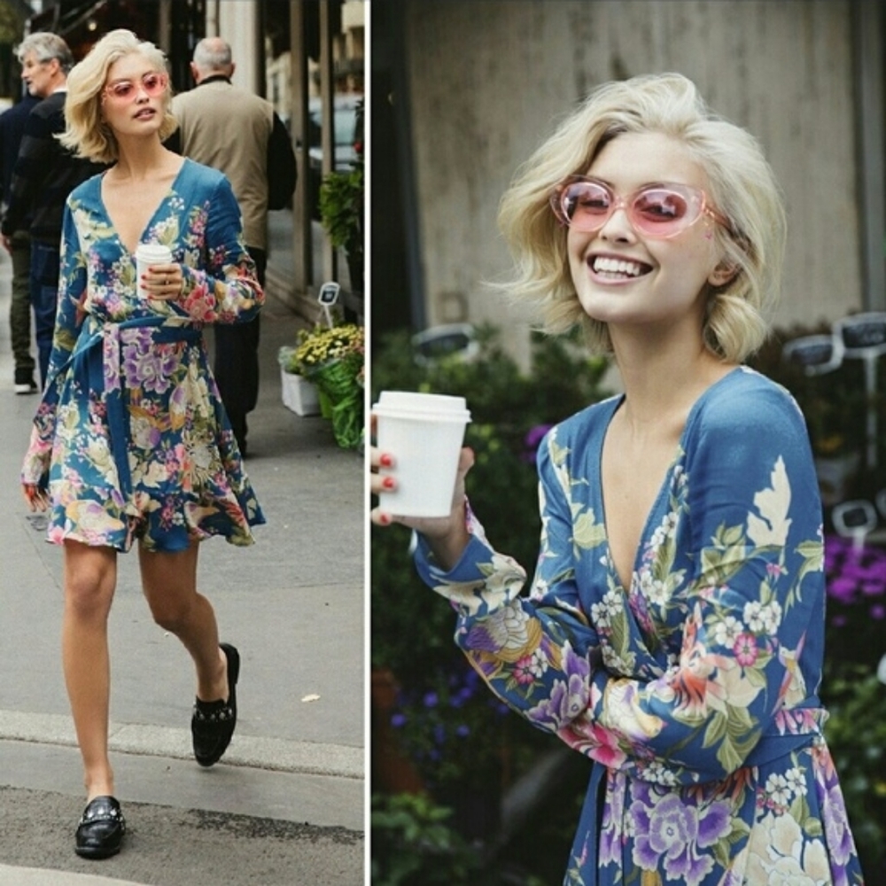 Spell Blue Skies Wrap Mini Dress